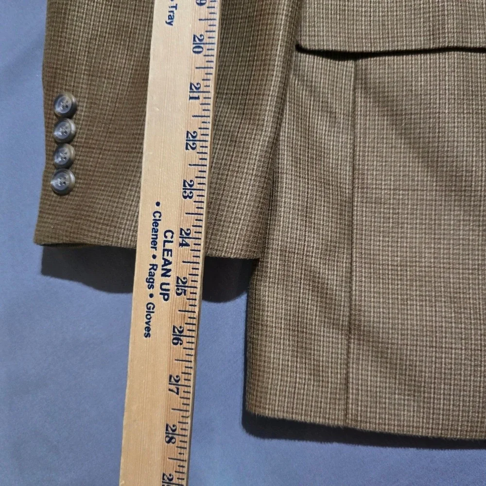 Chaps Blazer Mens 42R Tan Micro Check Two Button Sport Coat Jacket